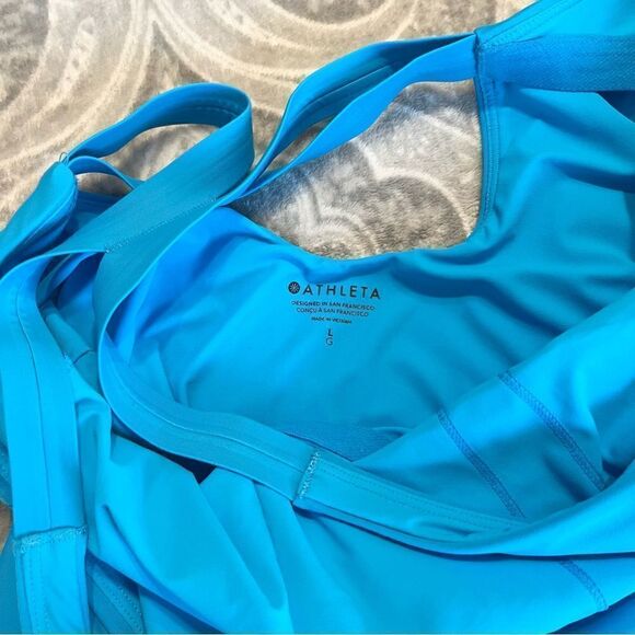 Athleta Malibu One Piece Swimsuit Racerback Santorini Blue - Picture 6 of 6